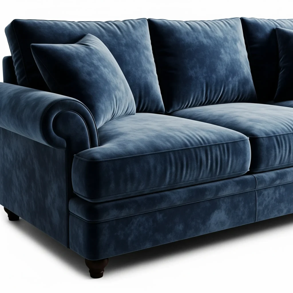 Bank bekleed met royal blue velvet stof
